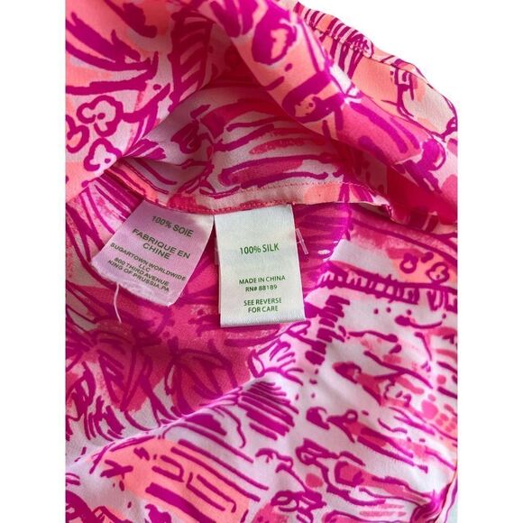 Lilly Pulitzer Elsa Silk Top in Beach Street Whales Print Size XS - Picture 12 of 13
